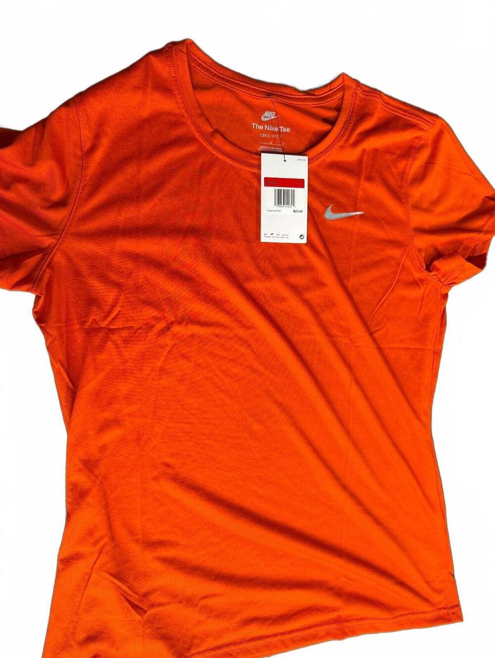 Nike The Nike Tee Size Large Women's Dri-FIT Short Sleeve Shirt Orange